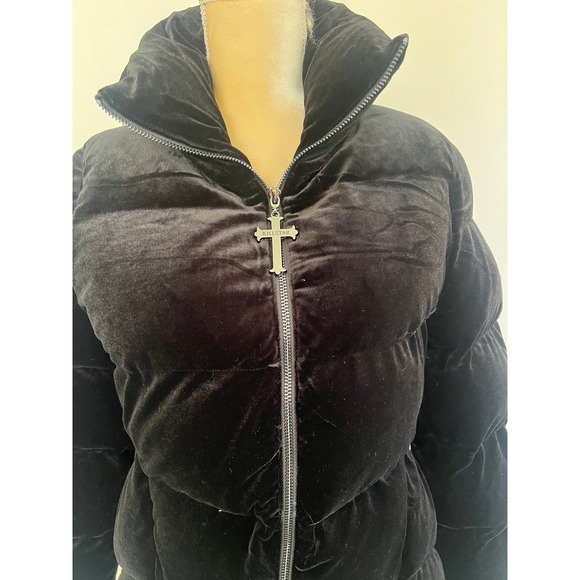 Killlstar Deadliest nightvelvet puffer coat jacket black Nwt goth whimsigoth - Picture 3 of 4